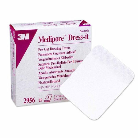 3M Medipore Dressing Retention Tape with Liner White 5-7/8 X 5-7/8 Inch Soft Cloth NonSterile, 300PK 2956